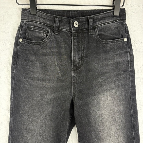 Art Class Girls Sz 10 Classic Black Faded Flare Jeans Raw Hem Adj Waistband - Picture 5 of 6